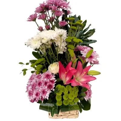 Natural Elegance Bouquet with White Spider and Pink Lily