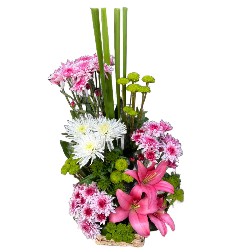 Natural Elegance Bouquet with White Spider and Pink Lily