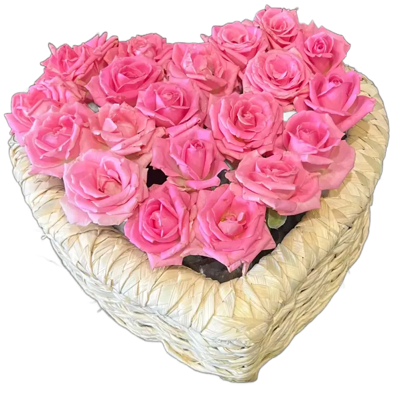 Natural Pink Roses Basket - Baby girl