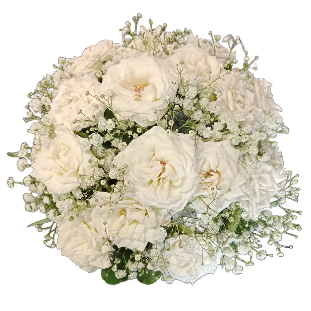Black Box with 25 White Roses &amp; Baby Flowers