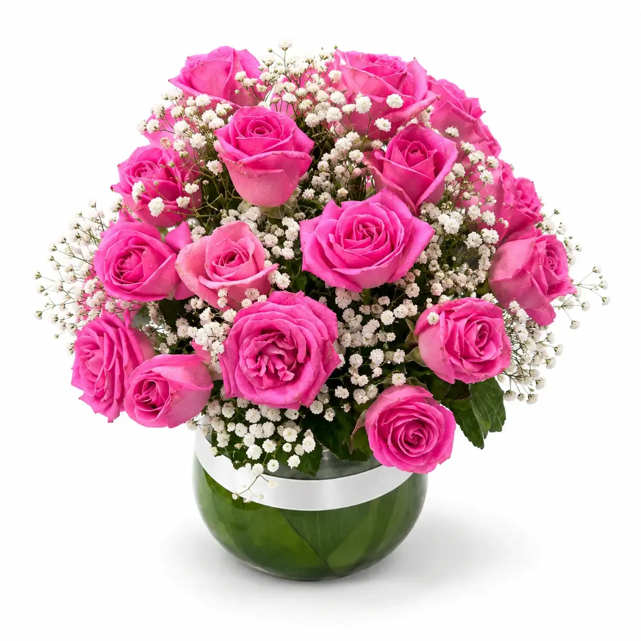 20 Egyptian pink roses in vase
