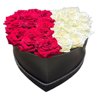 Heart Box with Red &amp; White Roses