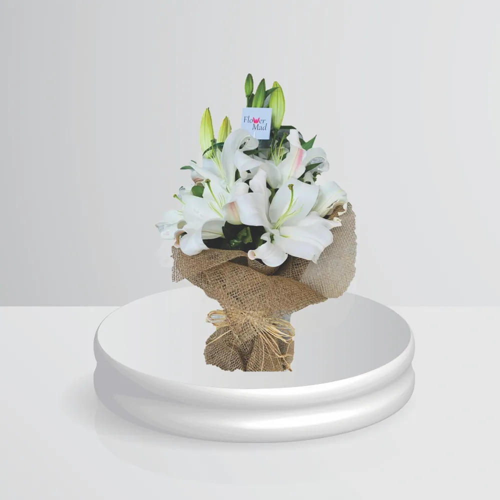 White 4 Lilies Bouquet