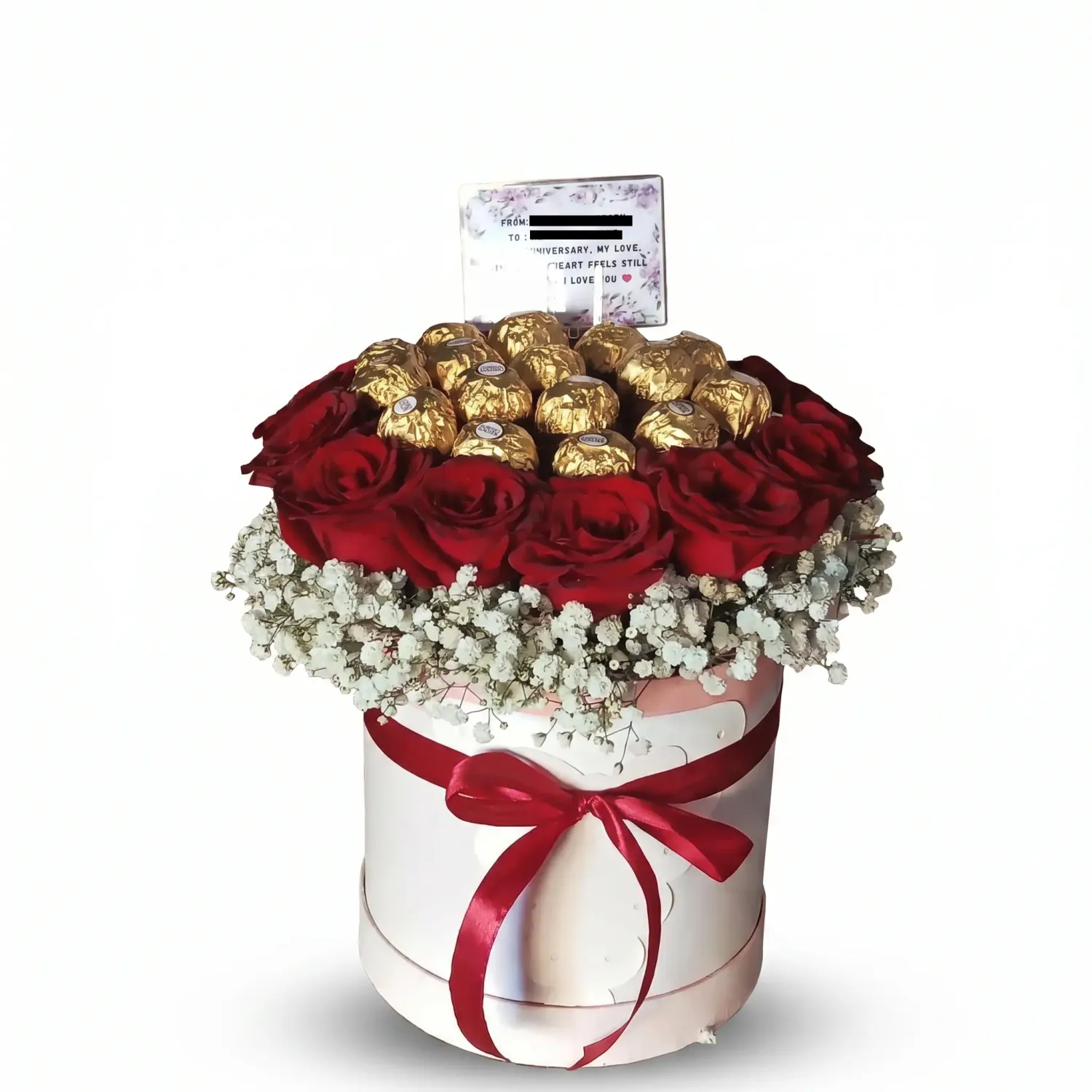 red roses and ferrero rocher in 3