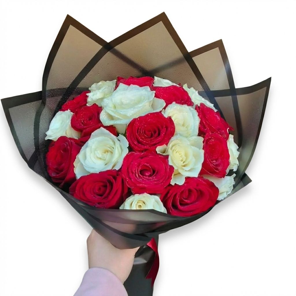 Red &amp; White Roses Bouquet 50-150