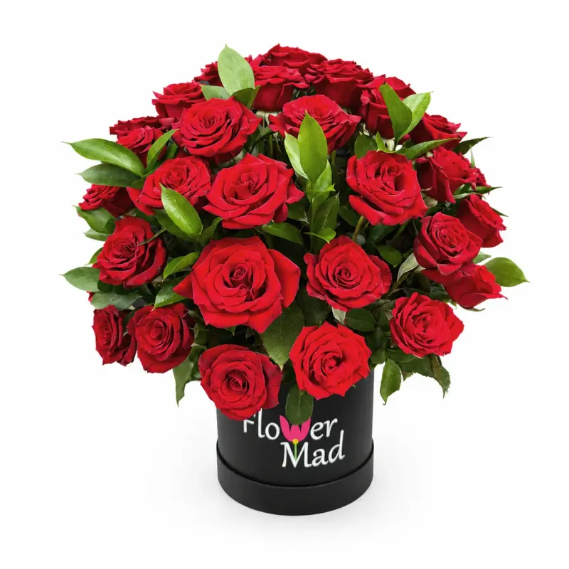 Black Box with 40 Red Roses