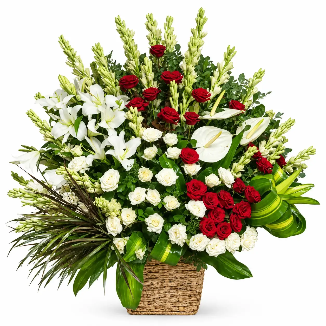 Luxurious red and white floral arrangement
