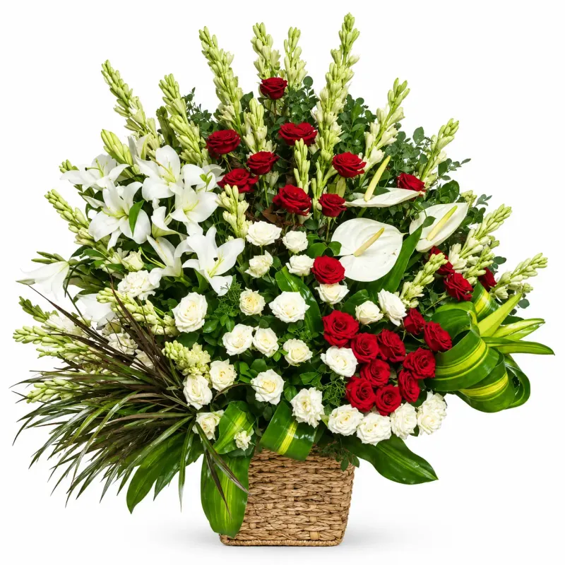 Luxurious red and white floral arrangement