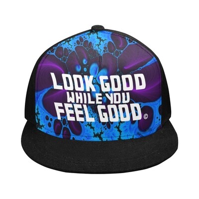 Look Good Feel Good Printed Snapback - blue purple