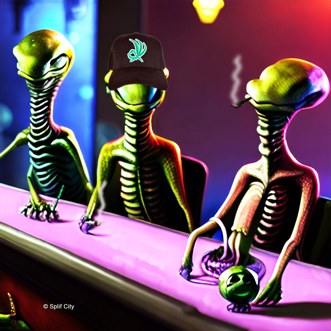 Three Aliens at a Bar coaster
