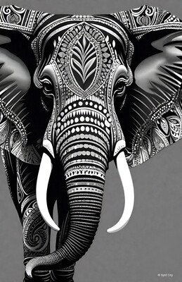 SC Trippy Elephant 1 b&amp;w print