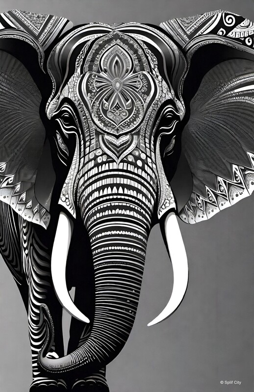 SC Trippy Elephant 2 b&amp;w print