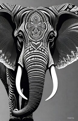 SC Trippy Elephant 2 b&amp;w print