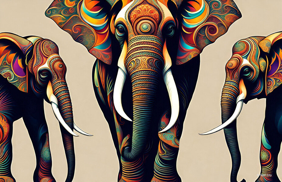 SC Trippy Elephant  horizontal3 color print