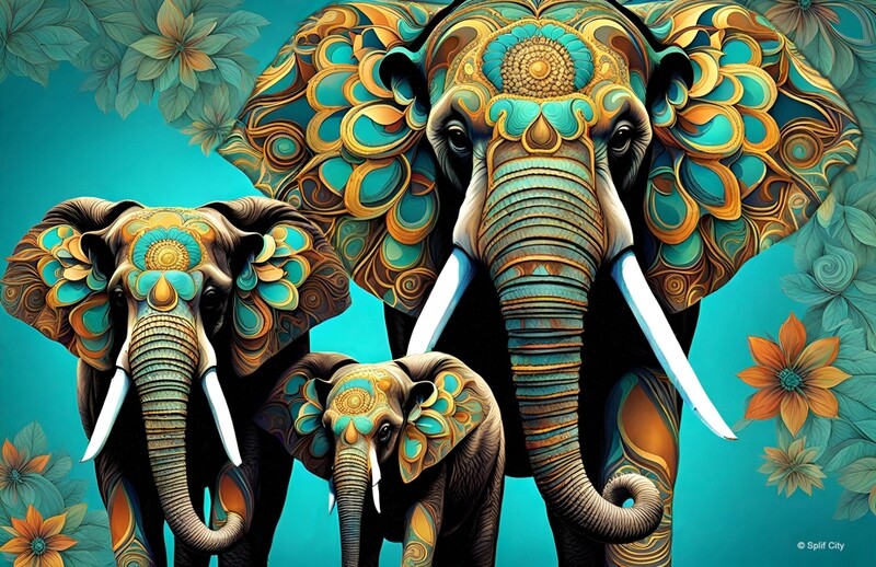 SC Trippy Elephant  horizontal2 color print