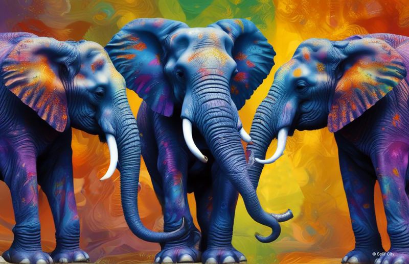 SC Trippy Elephant  horizontal5 color print