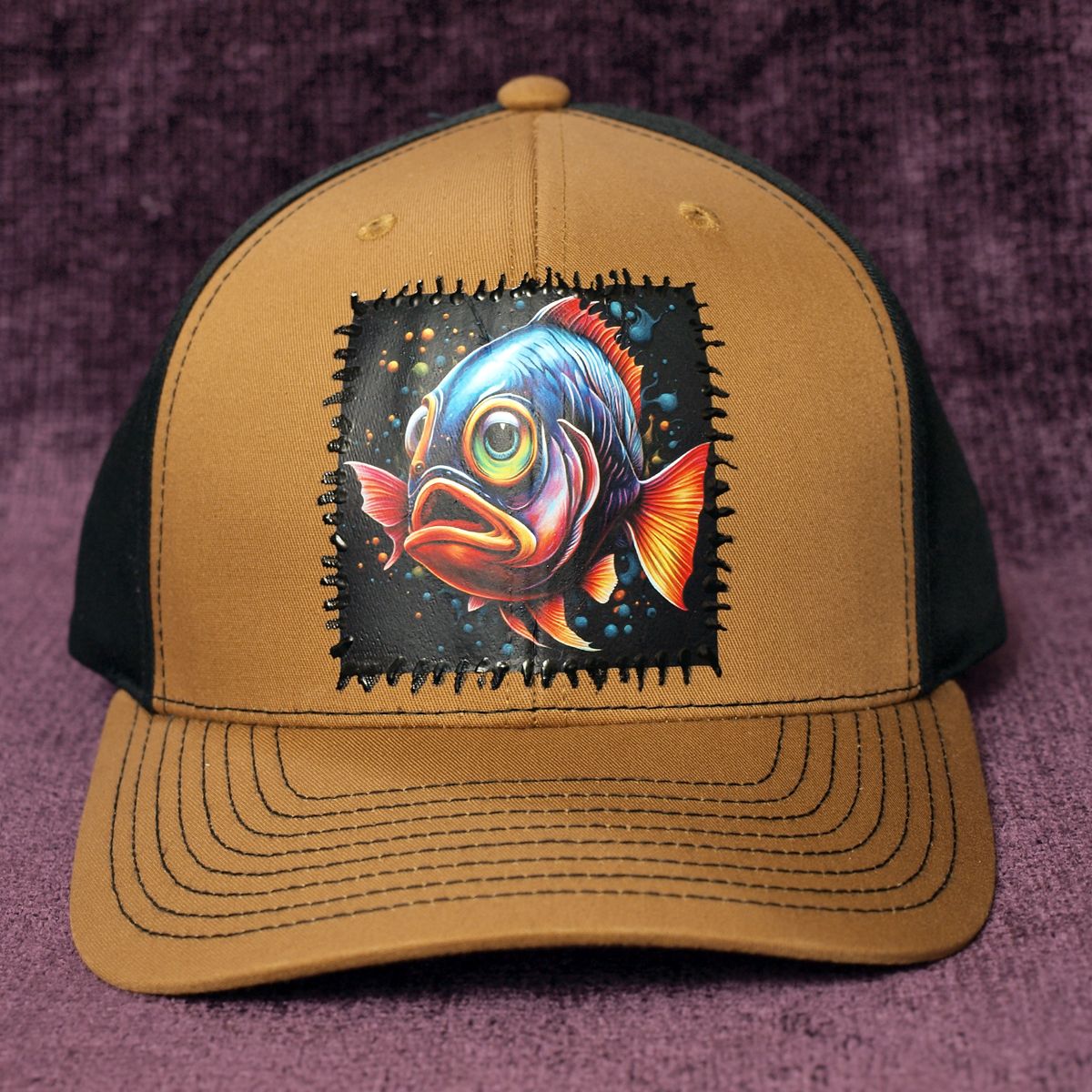 Trippy Fish Twill Back Trucker Cap - avail in 6 designs, color: Trippy Fish 01