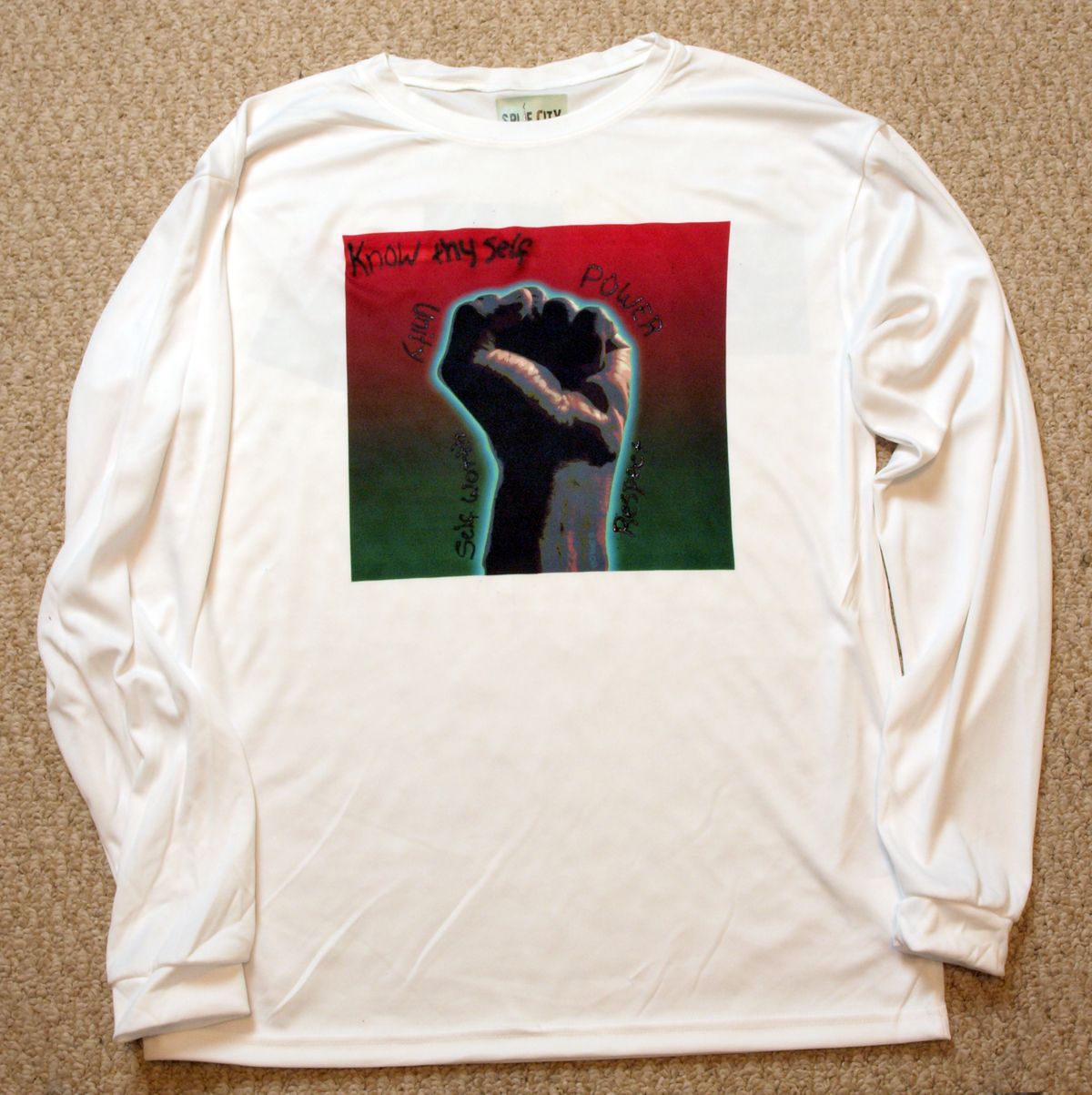 1 of Kind SC Black Fist Unisex long tee 2- white