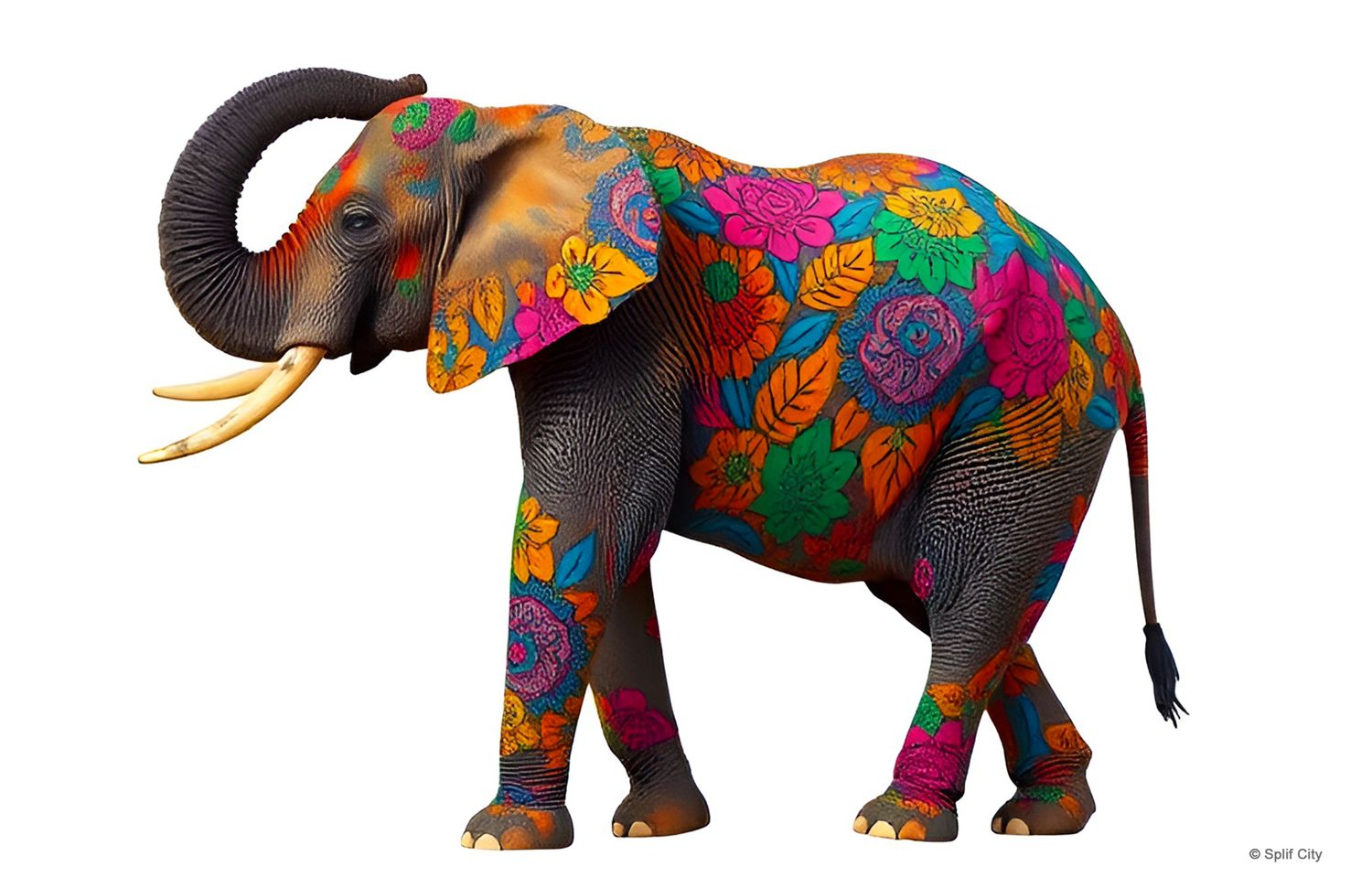 SC Floral Elephant color print 1
