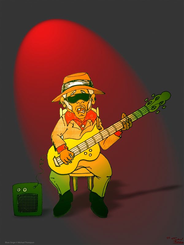 Blues Bro digital Illustration Canvas Wrapped print