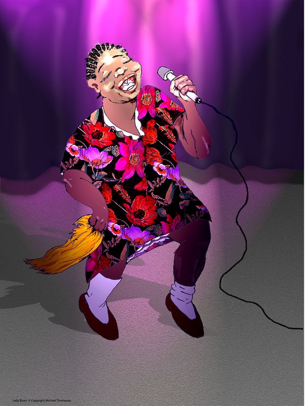 Lady Blues digital Illustration print