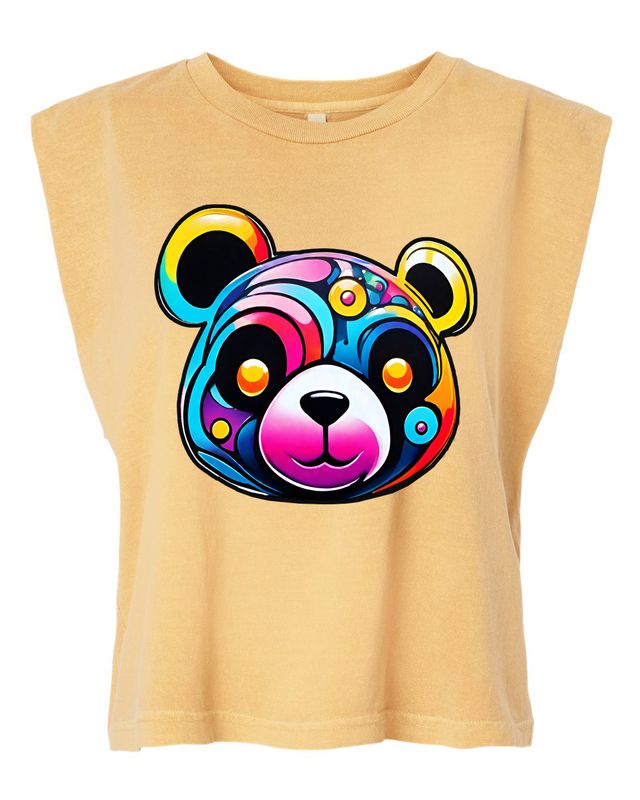 Trippy Bear Garment-Dyed Women&#39;s Heavyweight Muscle Tee- avail. in 6 colors
