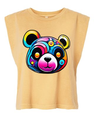 Trippy Bear Garment-Dyed Women's Heavyweight Muscle Tee- avail. in 6 colors