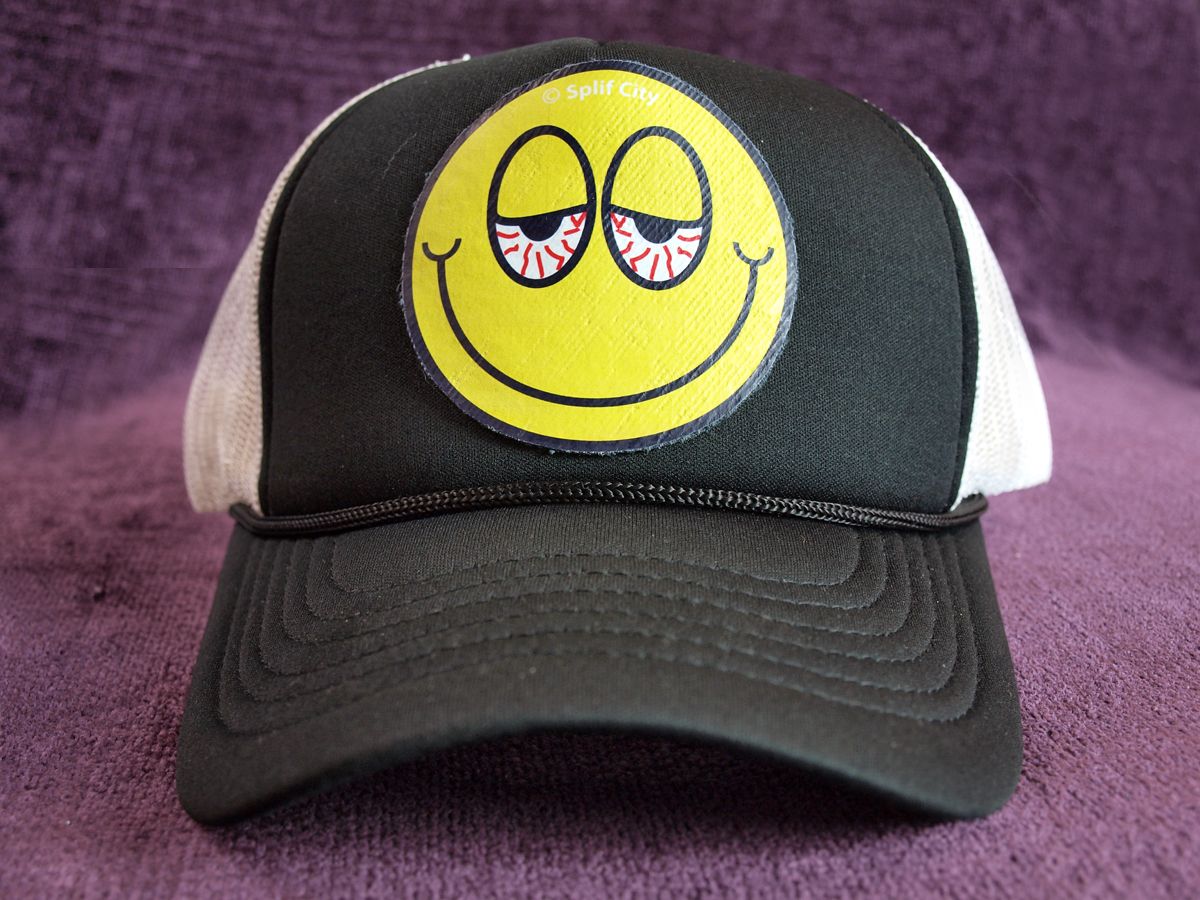 Blurred Eyed Emoji Distressed Patch - Foam Trucker cap