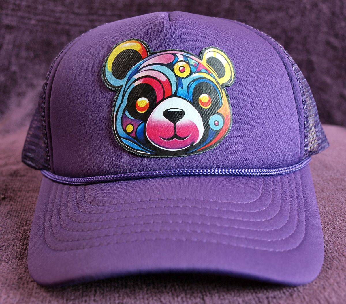 Trippy Bear Distressed Patch - Foam Trucker cap