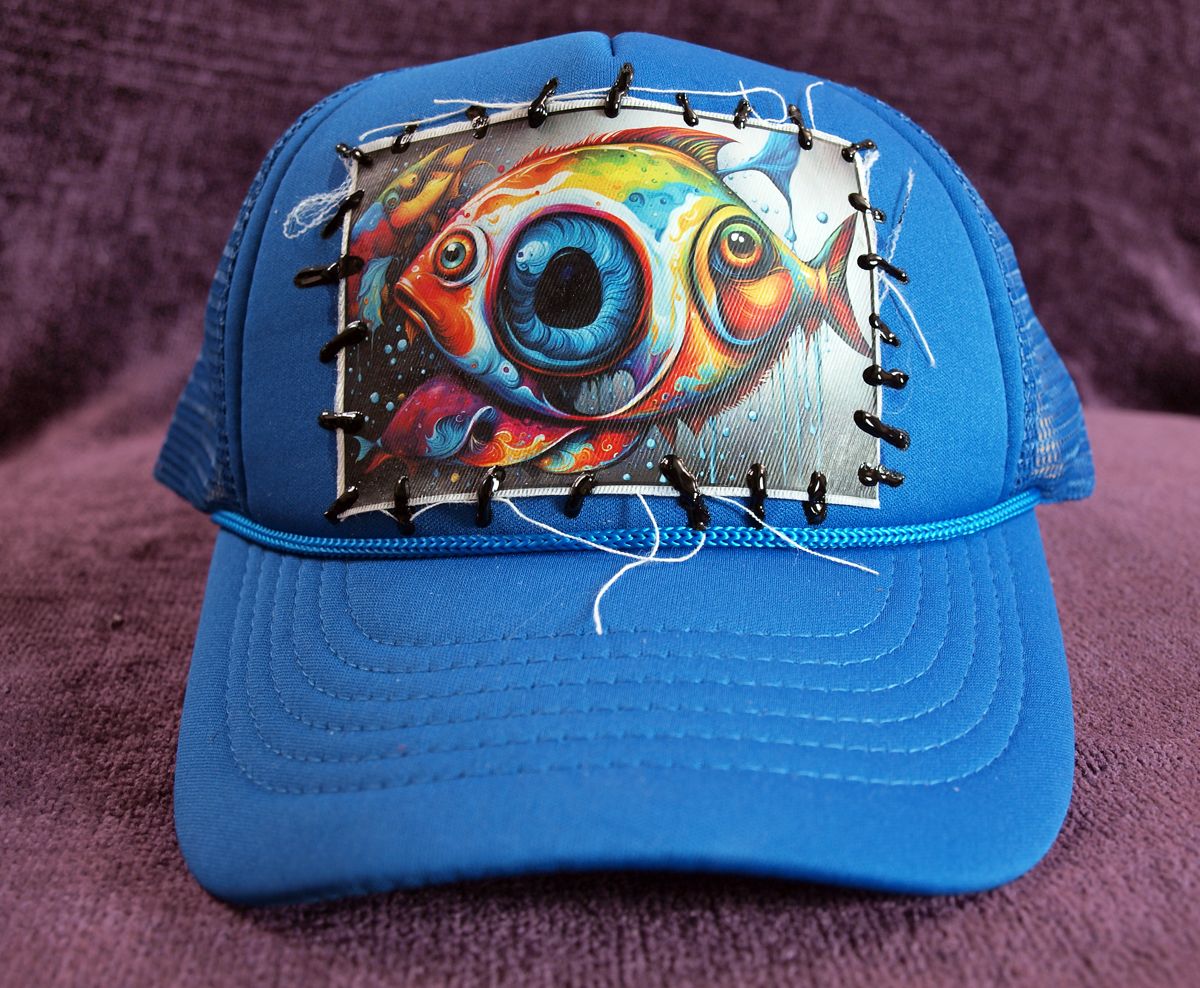 Trippy Fish 2 Distressed Patch - Foam Trucker cap