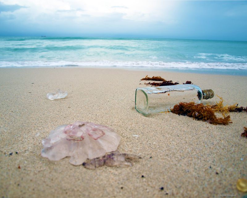 Bottle In South Beach Surf photographic canvas wrapped print 18x24