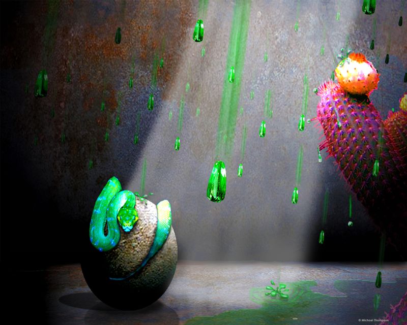 Emerald Shower digital mixed media canvas wrapped print 18x24