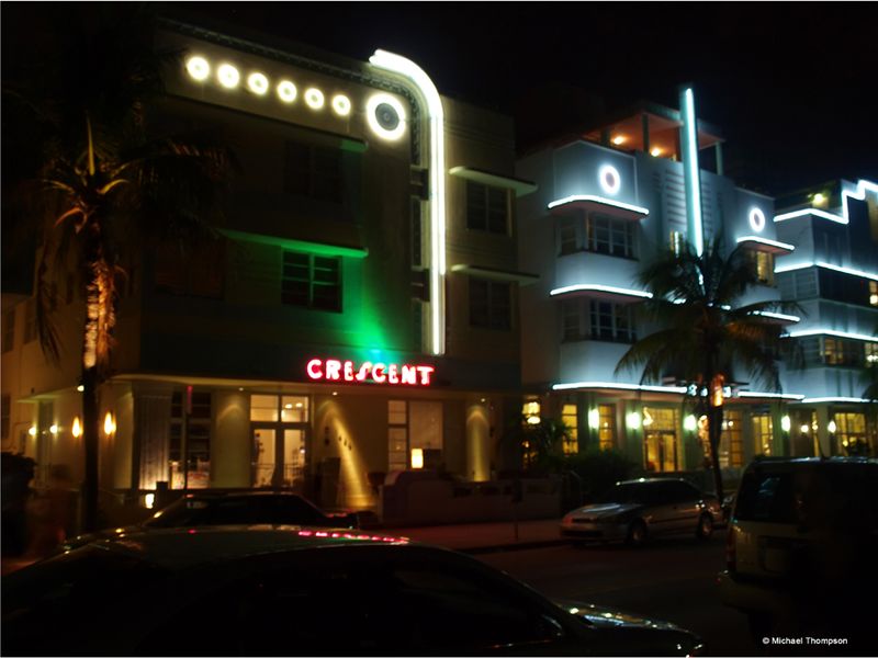 South Beach Art Deco at Night 2 photographic canvas wrapped print 18x24