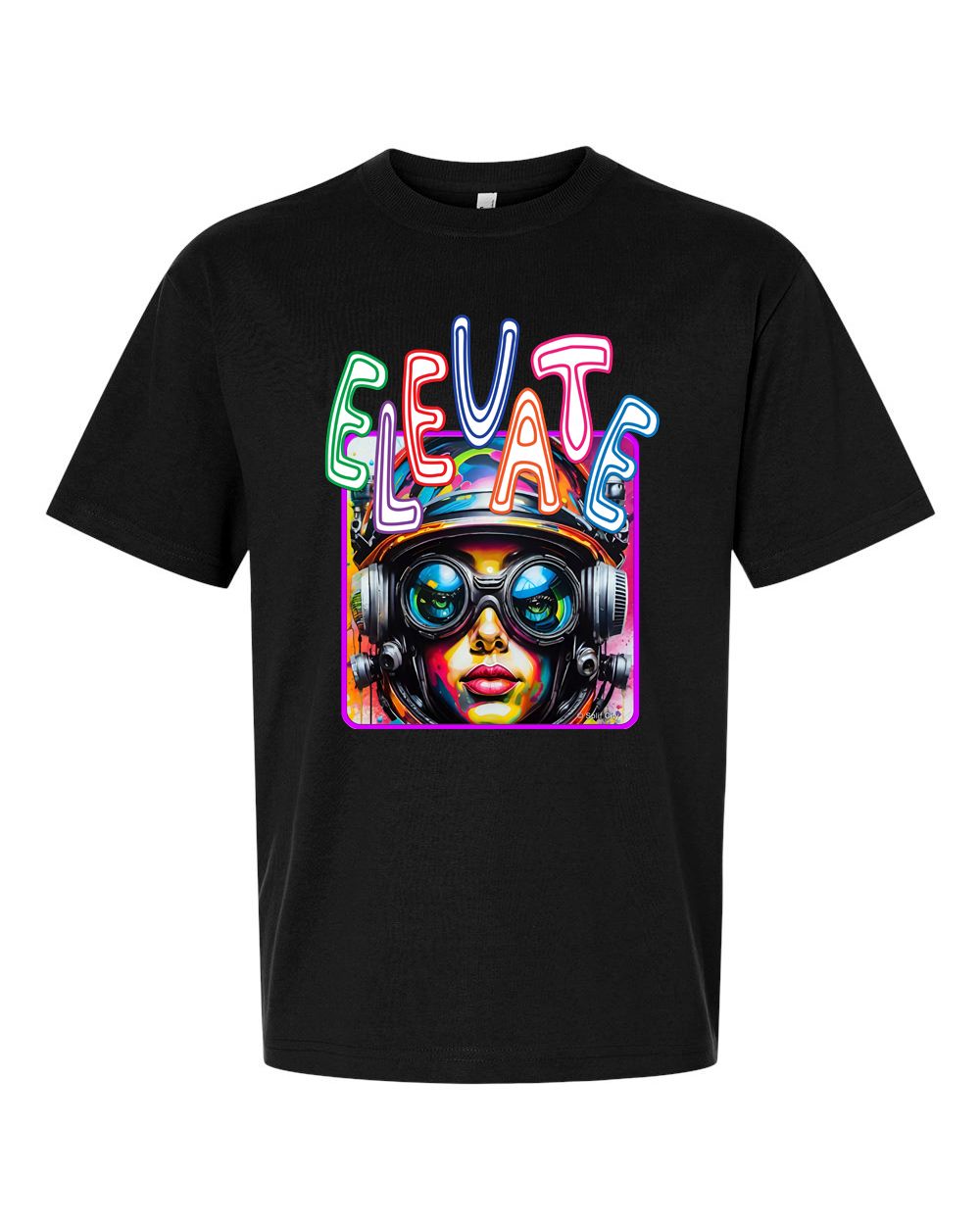Trippy Astronot 1 Elevate Premium graphic tee, color: black