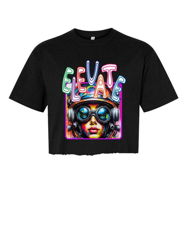 Trippy Astronot 1 Elevate cropped Premium graphic tee