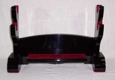 Table-top Black Lacquer Double Sword Display