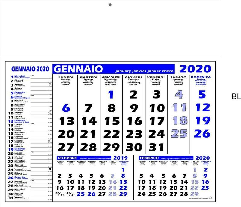 Calendario AMERICANO mensile 12 fogli