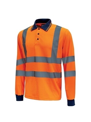 Polo maniche lunghe con strisce riflettenti - U-POWER HAZE ORANGE FLUO - HL167OF Polo maniche lunghe con strisce riflettenti - U-POWER HAZE ORANGE FLUO - HL167OF