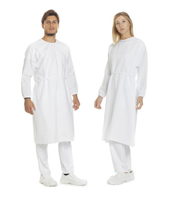 Camice Unisex ABBIGLIAMENTO INDUSTRIE ALIMENTARI A NORMA HACCP, COLORE: BIANCO