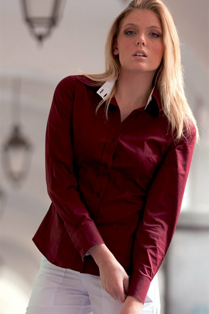 Camicia donna elasticizzata - L310, COLORE: BORDEAUX
