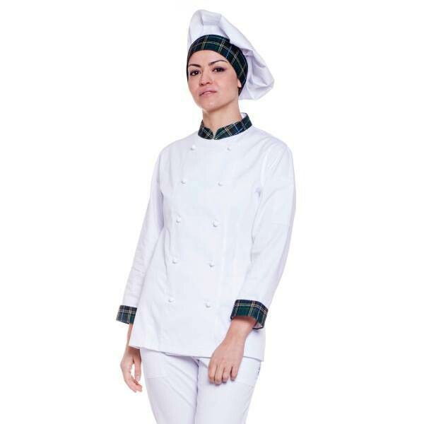 E016 Giacca cuoco donna Scozzese