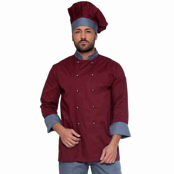 L143 26 Giacca cuoco elasticizzata bordeaux