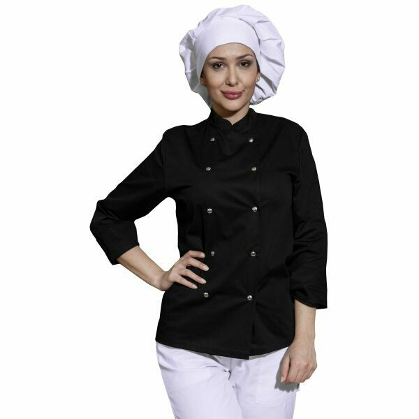 L437 08 Giacca donna nera bottone a pressione