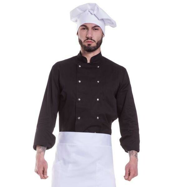 L439 08 Giacca cuoco nera bottone a pressione
