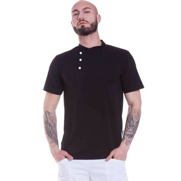 P037 Polo chef nera manica corta