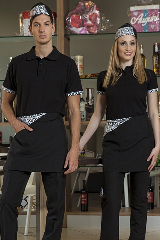 Grembiule Bar Pasticceria Gelateria Unisex corto destra a filetto