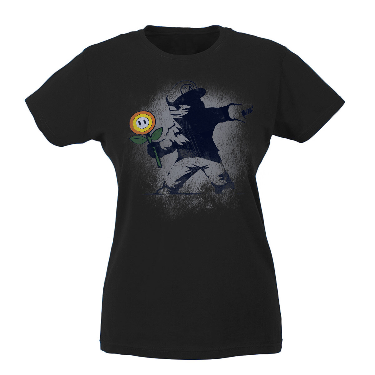 T-shirt Donna - Super Mario Banksy, COLORE: Nero 