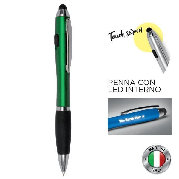 PENNA SFERA IN PLASTICA CON TOUCH E LED BOSTON (Prezzo singolo  1.42€)