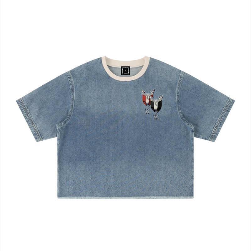 WG Seal - Boxy Raw Hem Denim T-Shirt