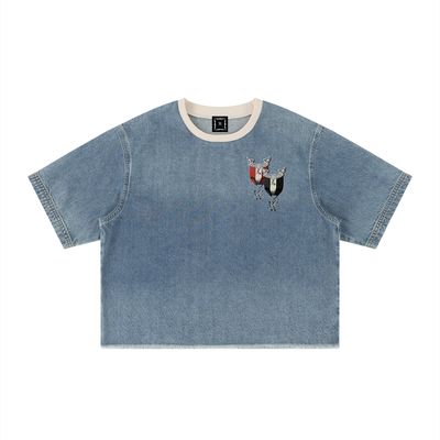 WG Seal - Boxy Raw Hem Denim T-Shirt